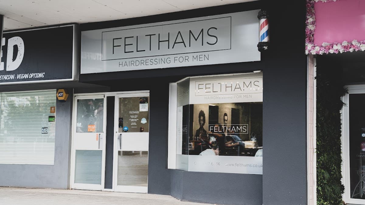 Felthams barbers shopfront on London Road, Waterlooville