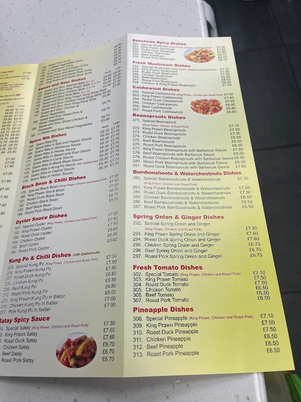 The Dragon Inn Chinese takeaway menu, Purbrook Chase Precinct