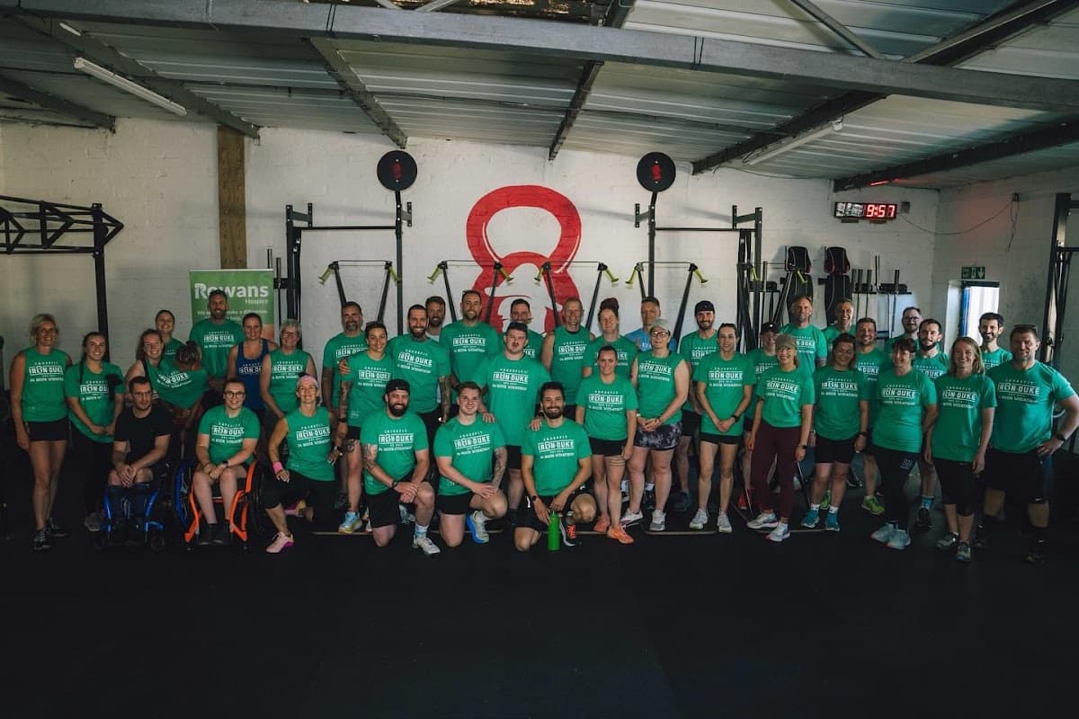 The CrossFit Iron Duke community lined up in their box on Aston Road, Waterlooville