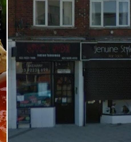 Spice Box Indian Takeaway storefront, Hambledon Parade, Waterlooville
