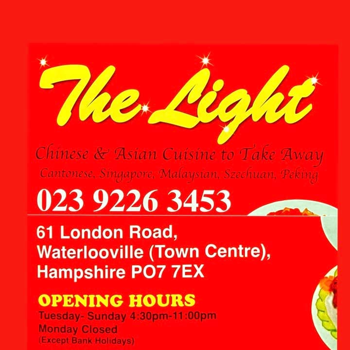 The Light Chinese Takeaway signage, London Road, Waterlooville